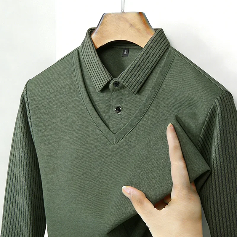Fashion Mens Shirt - Men's Fake Two Piece Shirt Collar