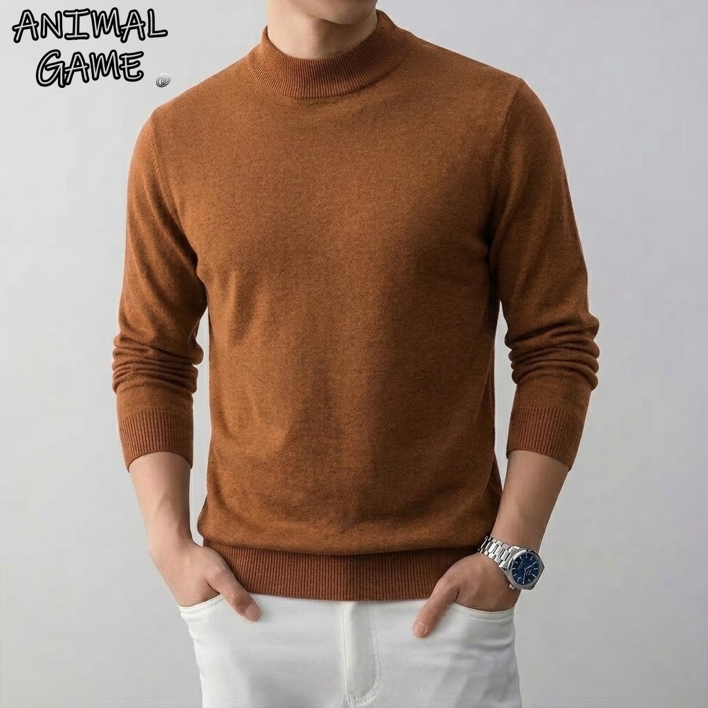 Turtleneck Sweater Men - Men's Solid High Stretch Mock Turtleneck