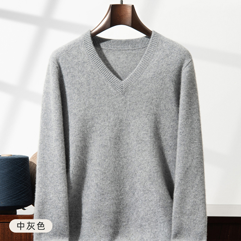 Thickened Cashmere Sweater Men - Men'S Fashion V Neck Sweater review and price