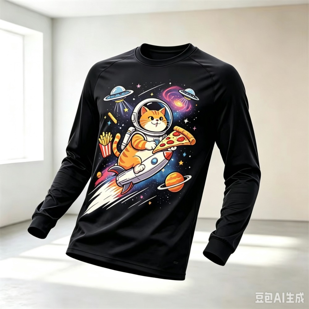 Novelty Cartoon Space Cat Astr - Fashion Mens Shirt review and price