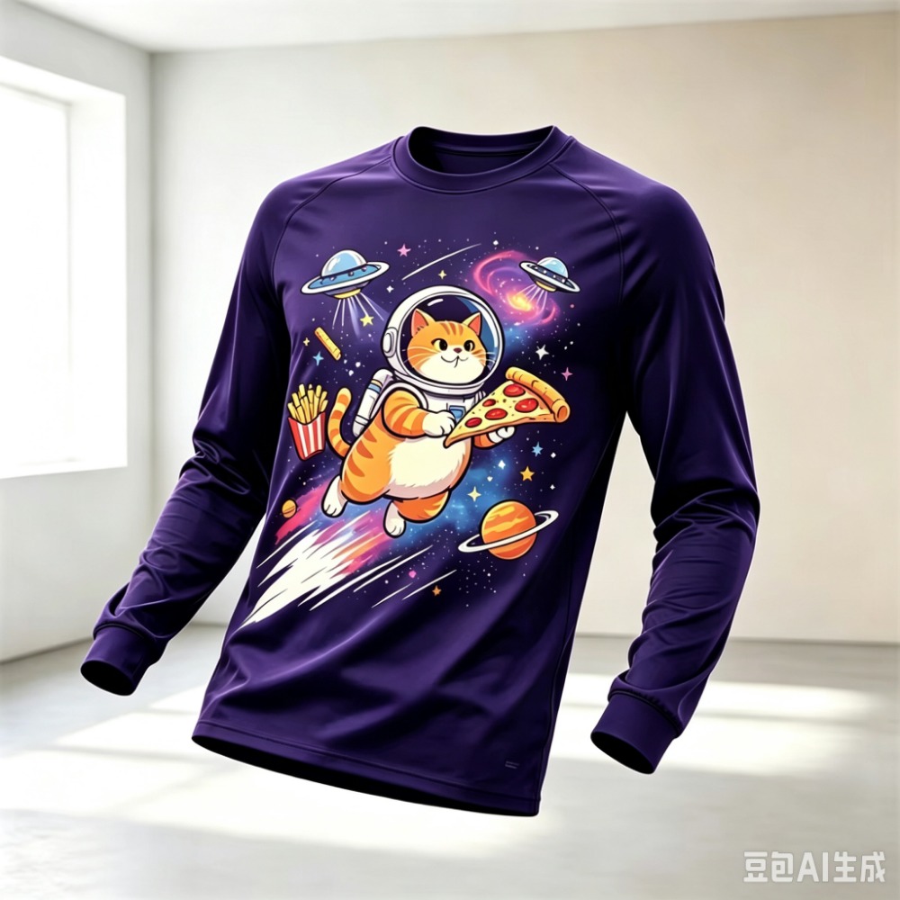 Novelty Cartoon Space Cat Astr - Fashion Mens Shirt review and price