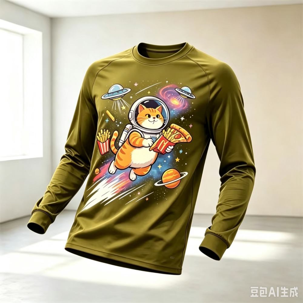Novelty Cartoon Space Cat Astr - Fashion Mens Shirt review and price