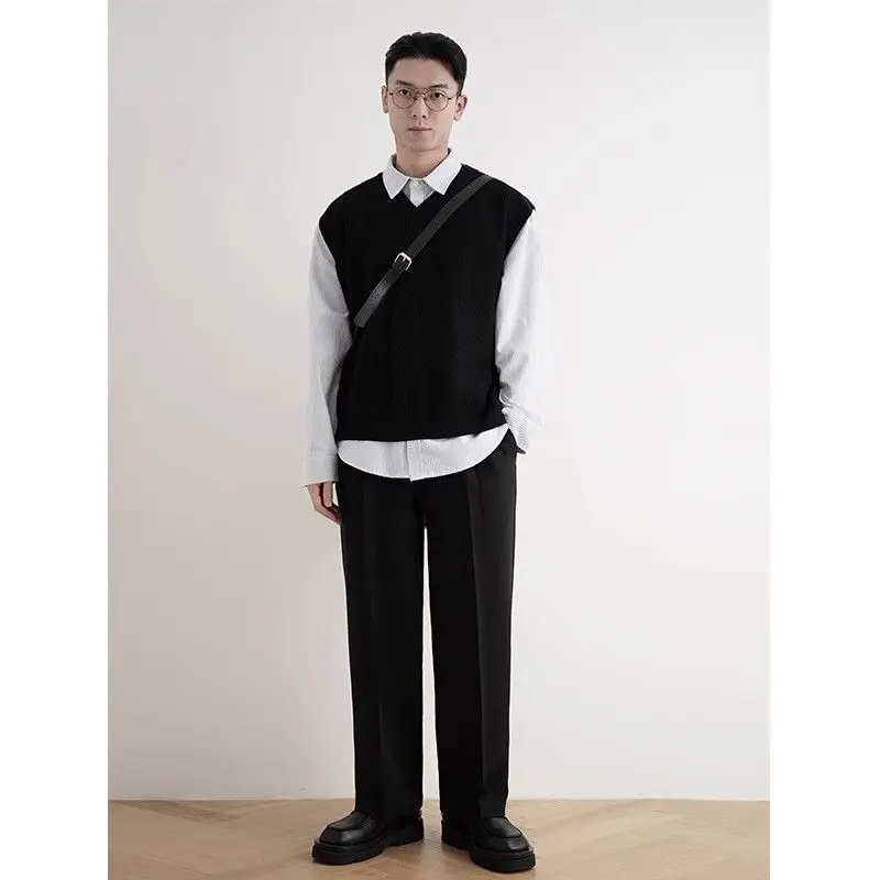 2024 Early Autumn Simple Black - Men'S Fashion V Neck Sweater review and price
