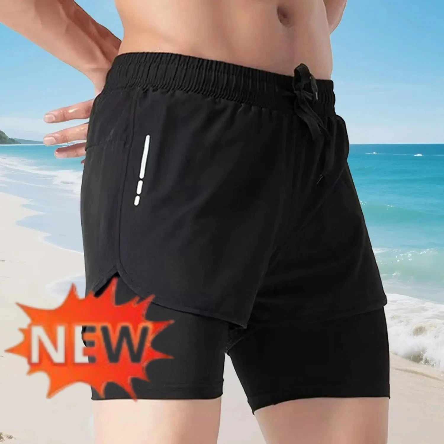 Men's 2‑in‑1 Swim Trunks Quick - Swim Trunk Shorts review and price