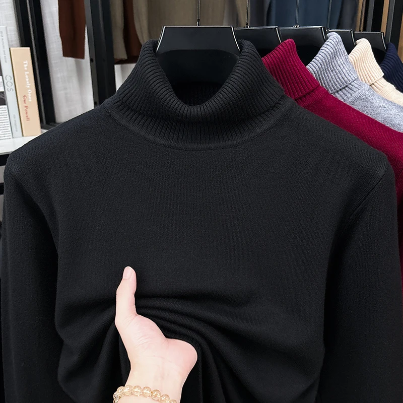 Autumn Male Roll Neck Knitted  - Turtleneck Sweater Men review and price