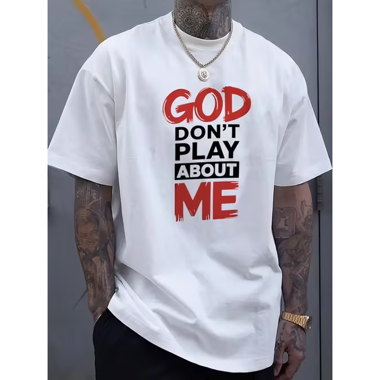 God Don't Play About Me Letter - Graphic Tee Oversized review and price