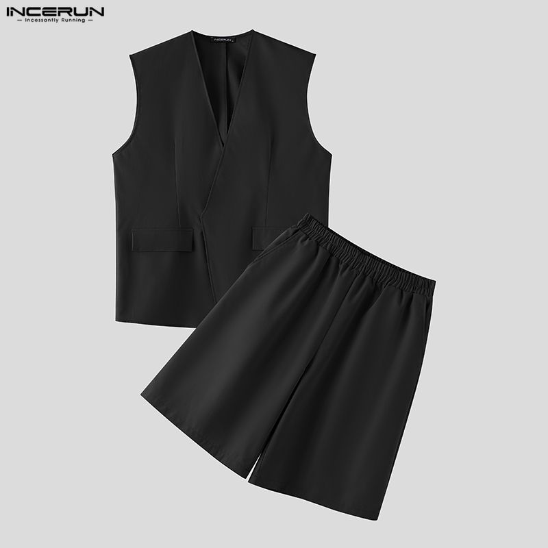 INCERUN Men Sets Solid Color V - Men'S Fashion For Summer 2026 review and price